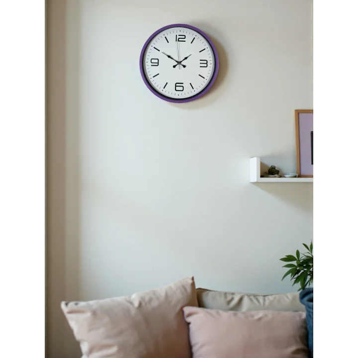 Mey İthalat® 36 Cm Mor Dekoratif Duvar Saati