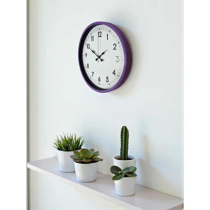 Mey İthalat® 36 Cm Mor Dekoratif Duvar Saati