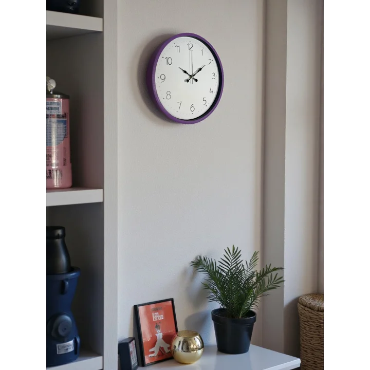 Mey İthalat® 36 Cm Mor Dekoratif Duvar Saati