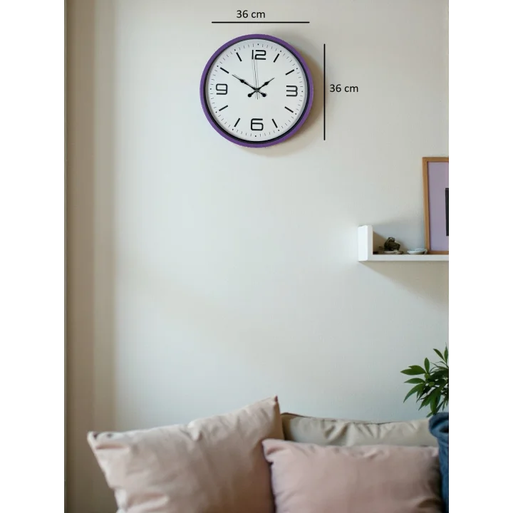 Mey İthalat® 36 Cm Mor Dekoratif Duvar Saati