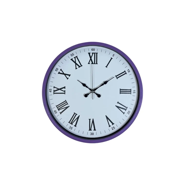 Mey İthalat® 36 Cm Mor Roma Rakamlı Dekoratif Duvar Saati