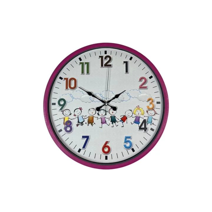Mey İthalat® 36 Cm Pembe Çocuk Odası Duvar Saati
