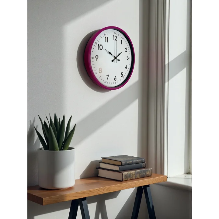 Mey İthalat® 36 Cm Pembe Dekoratif Duvar Saati