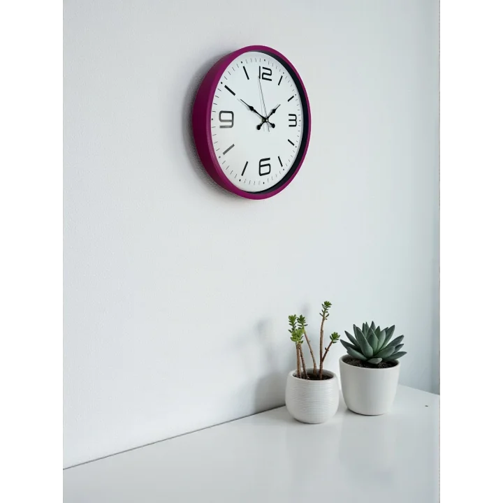Mey İthalat® 36 Cm Pembe Modern Duvar Saati