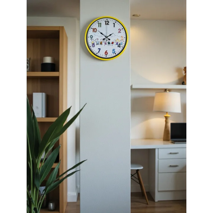 Mey İthalat® 36 Cm Sarı Çocuk Odası Duvar Saati
