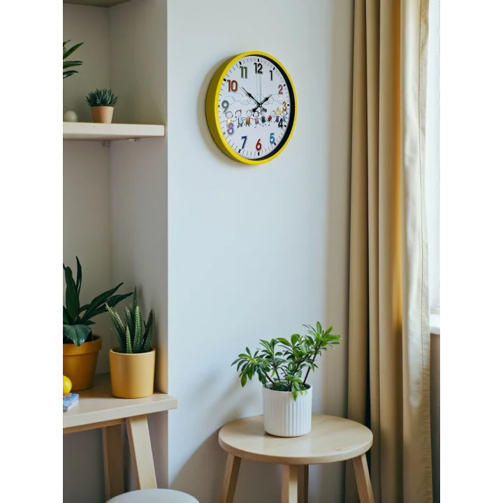 Mey İthalat® 36 Cm Sarı Çocuk Odası Duvar Saati
