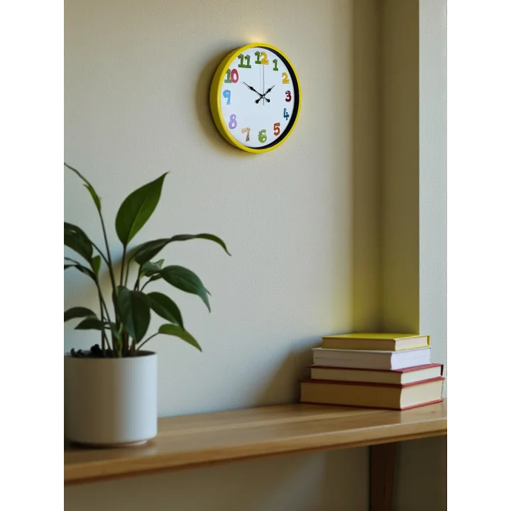 Mey İthalat® 36 Cm Sarı Çocuk Odası Duvar Saati