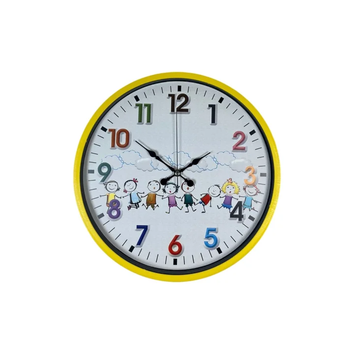 Mey İthalat® 36 Cm Sarı Çocuk Odası Duvar Saati