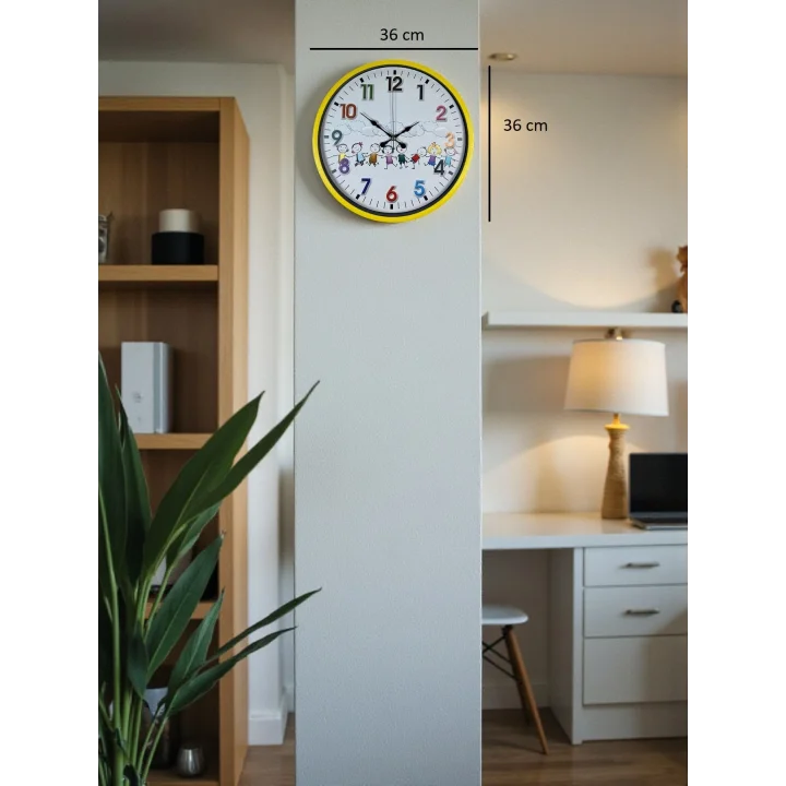 Mey İthalat® 36 Cm Sarı Çocuk Odası Duvar Saati