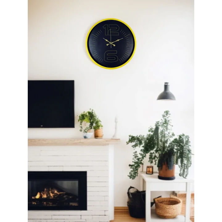 Mey İthalat® 36 Cm Sarı Dekoratif Duvar Saati