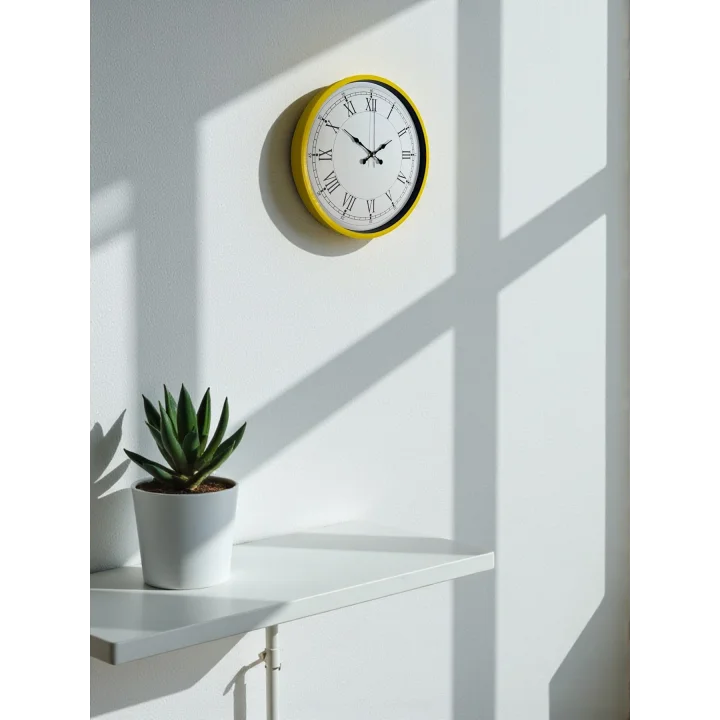 Mey İthalat® 36 Cm Sarı Dekoratif Duvar Saati