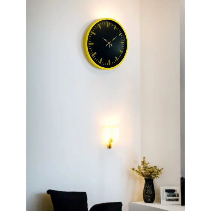 Mey İthalat® 36 Cm Sarı Dekoratif Duvar Saati