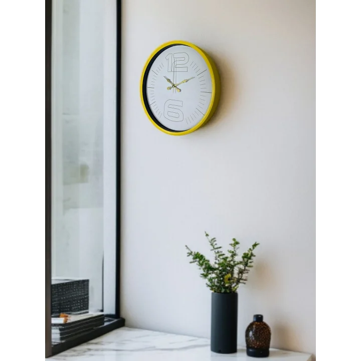 Mey İthalat® 36 Cm Sarı Dekoratif Duvar Saati