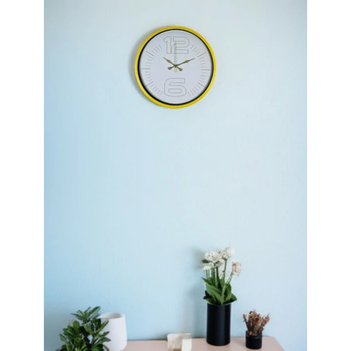 Mey İthalat® 36 Cm Sarı Dekoratif Duvar Saati