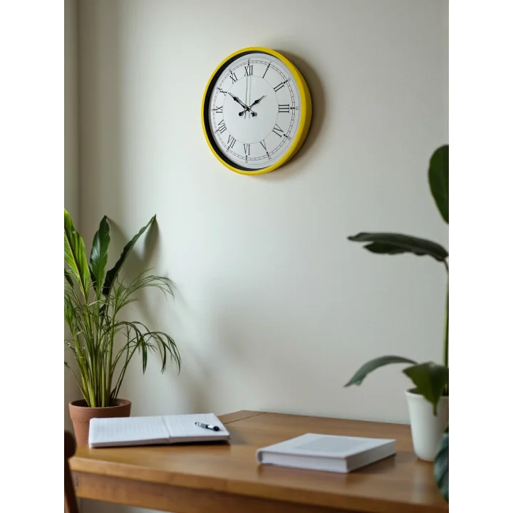 Mey İthalat® 36 Cm Sarı Dekoratif Duvar Saati