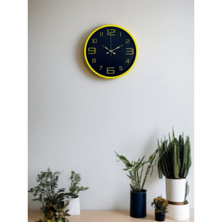 Mey İthalat® 36 Cm Sarı Gold Rakamlı Duvar Saati