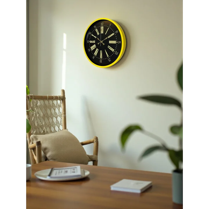 Mey İthalat® 36 Cm Sarı Modern Duvar Saati