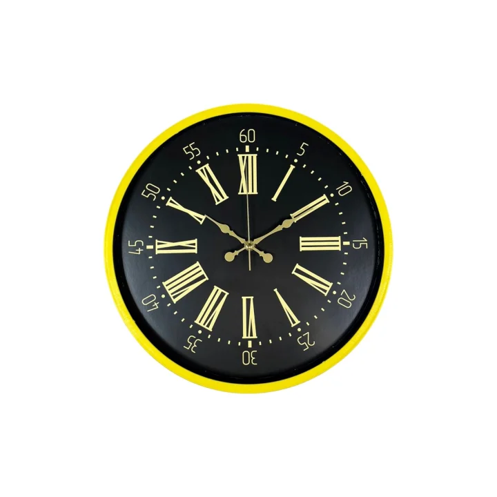 Mey İthalat® 36 Cm Sarı Modern Duvar Saati