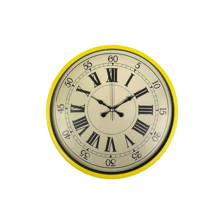 Mey İthalat® 36 Cm Sarı Retro Duvar Saati