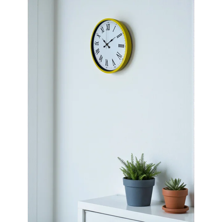 Mey İthalat® 36 Cm Sarı Roma Rakamlı Duvar Saati