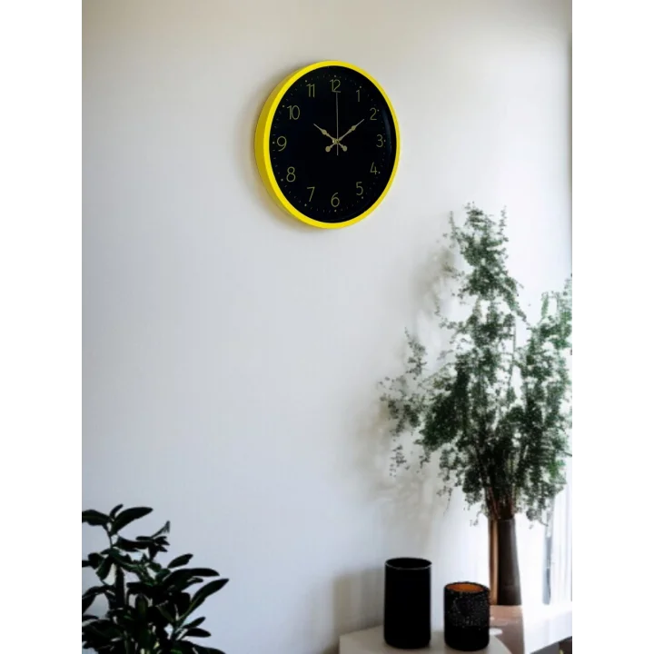 Mey İthalat® 36 Cm Sarı Şık Duvar Saati