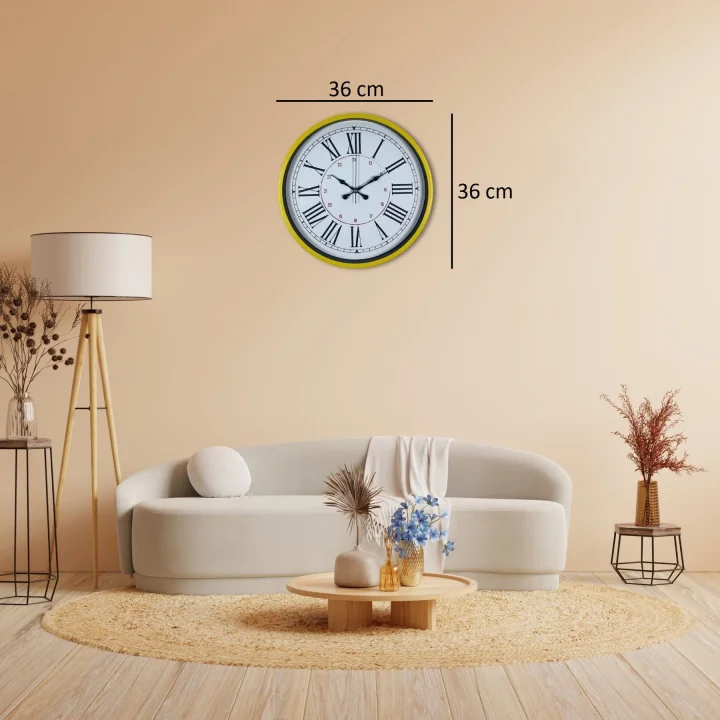 Mey İthalat® 36 Cm Sarı Standart Duvar Saati
