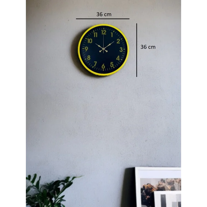 Mey İthalat® 36 Cm Sarı Standart Duvar Saati