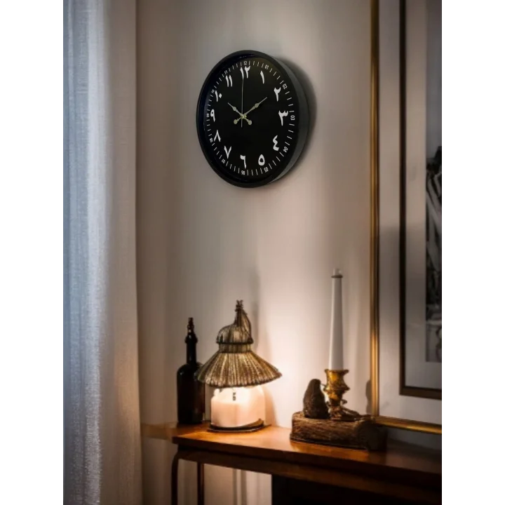 Mey İthalat® 36 Cm Siyah Arapça Rakamlı Duvar Saati