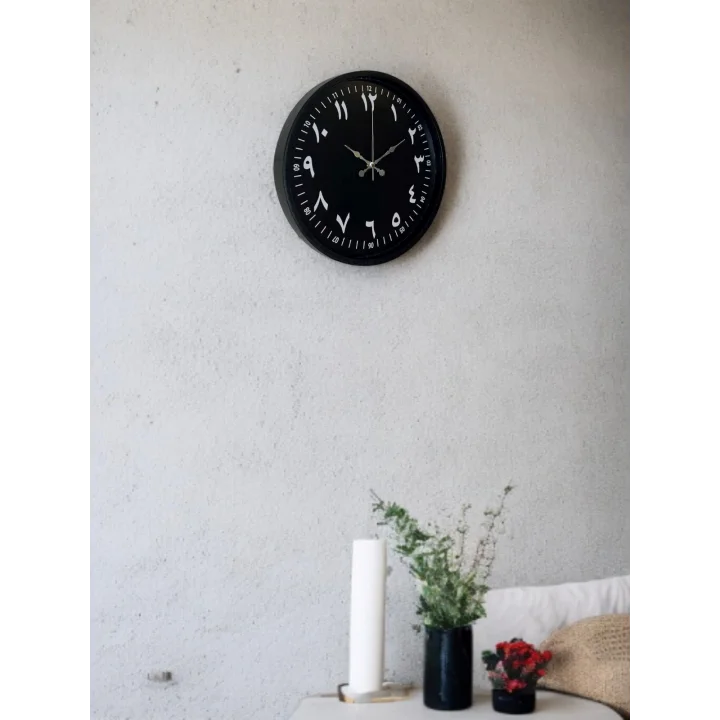 Mey İthalat® 36 Cm Siyah Arapça Rakamlı Duvar Saati
