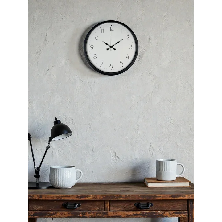 Mey İthalat® 36 Cm Siyah Dekoratif Duvar Saati