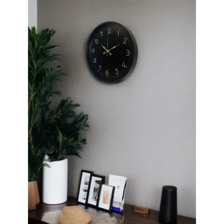 Mey İthalat® 36 Cm Siyah Dekoratif Duvar Saati