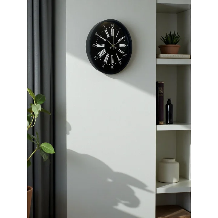 Mey İthalat® 36 Cm Siyah Dekoratif Duvar Saati