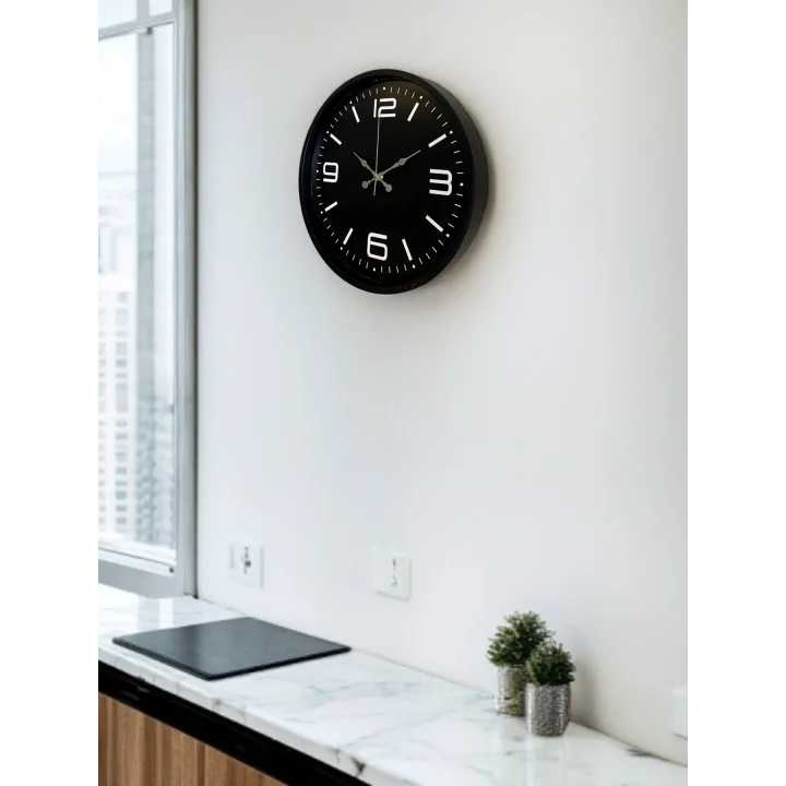 Mey İthalat® 36 Cm Siyah Dekoratif Duvar Saati