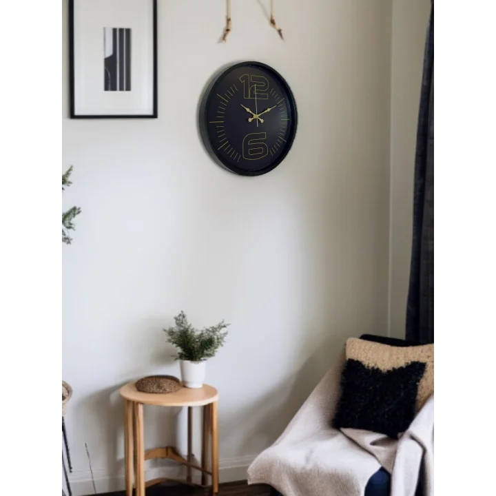 Mey İthalat® 36 Cm Siyah Dekoratif Duvar Saati