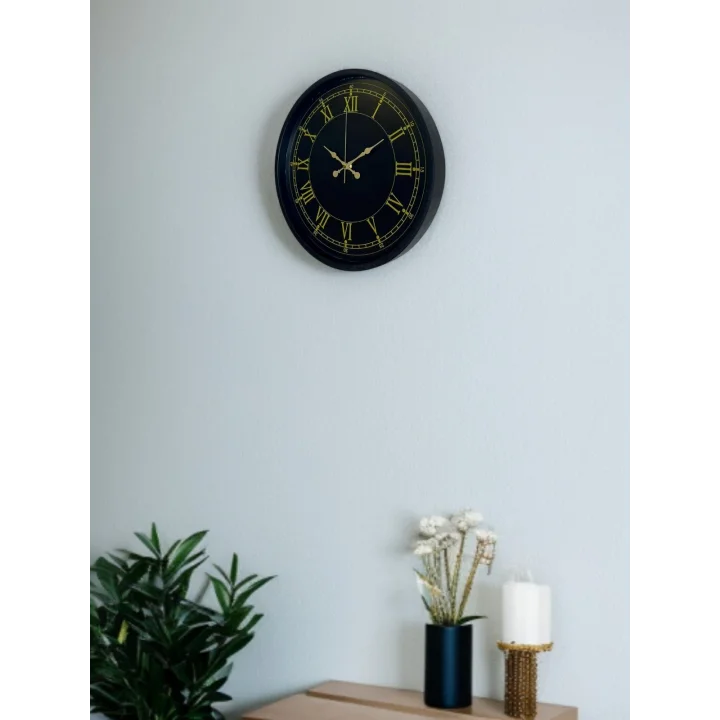 Mey İthalat® 36 Cm Siyah Dekoratif Duvar Saati