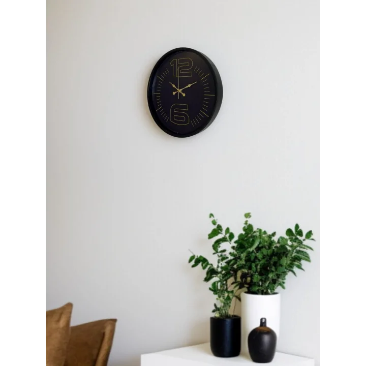 Mey İthalat® 36 Cm Siyah Dekoratif Duvar Saati