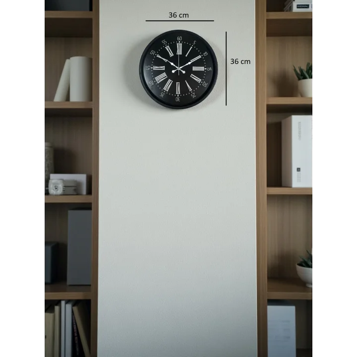 Mey İthalat® 36 Cm Siyah Dekoratif Duvar Saati