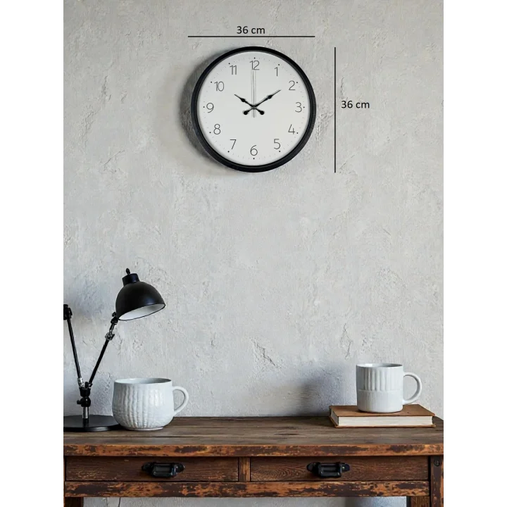 Mey İthalat® 36 Cm Siyah Dekoratif Duvar Saati