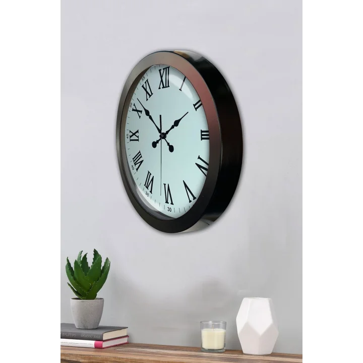 Mey İthalat® 36 cm Siyah Metal Roma Rakamlı Duvar Saati
