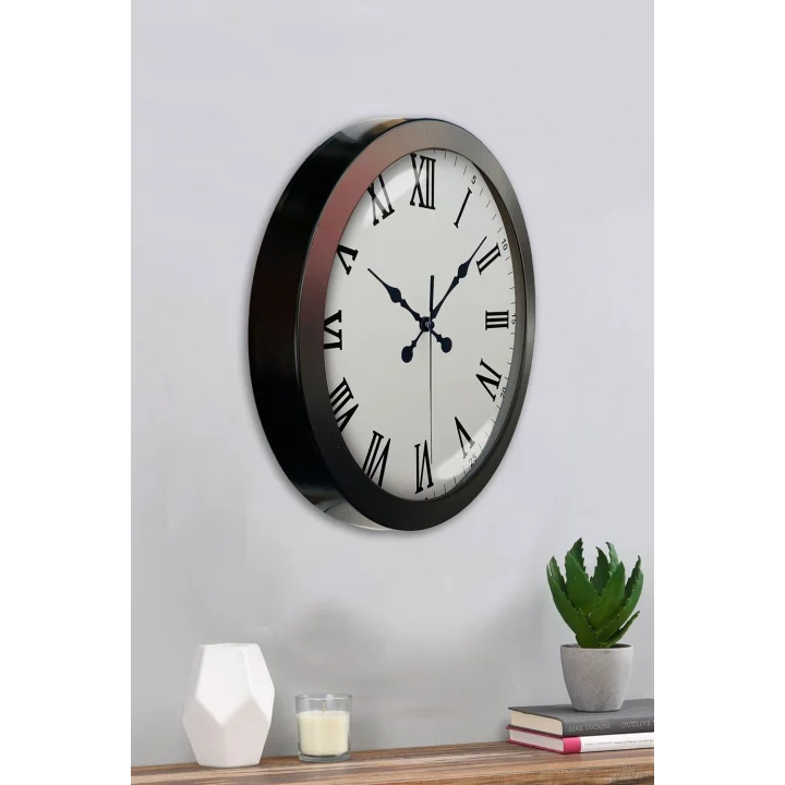 Mey İthalat® 36 cm Siyah Metal Roma Rakamlı Duvar Saati