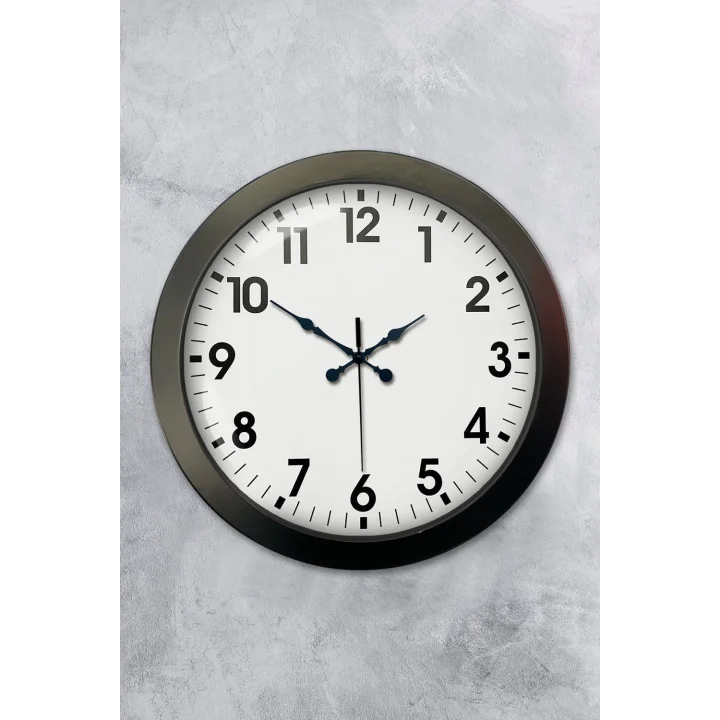 Mey İthalat® 36 cm Siyah Metal Standart Duvar Saati