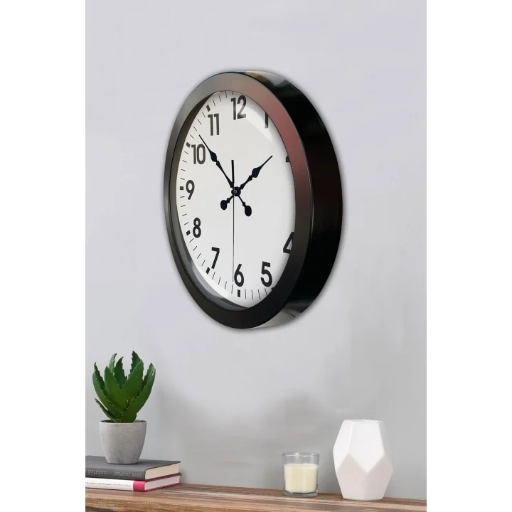Mey İthalat® 36 cm Siyah Metal Standart Duvar Saati