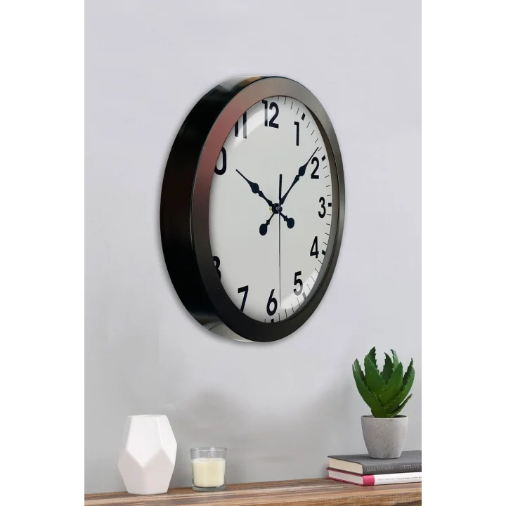 Mey İthalat® 36 cm Siyah Metal Standart Duvar Saati