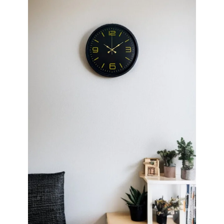 Mey İthalat® 36 Cm Siyah Modern Duvar Saati