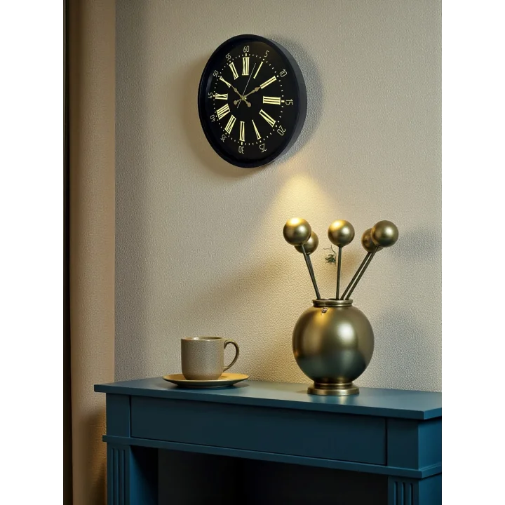 Mey İthalat® 36 Cm Siyah Modern Duvar Saati