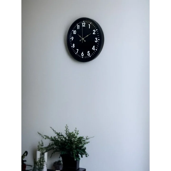 Mey İthalat® 36 Cm Siyah Modern Duvar Saati