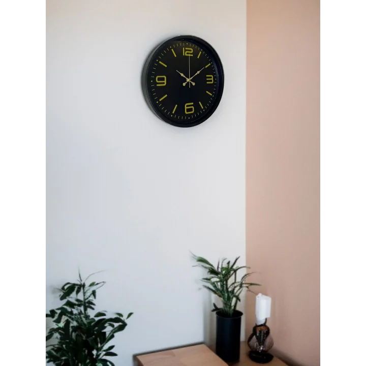 Mey İthalat® 36 Cm Siyah Modern Duvar Saati