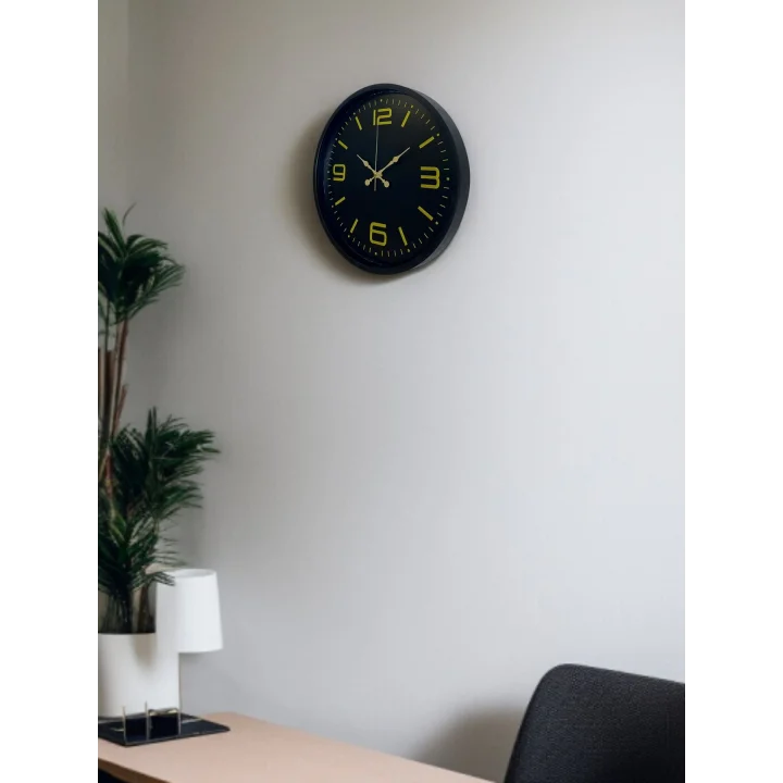 Mey İthalat® 36 Cm Siyah Modern Duvar Saati