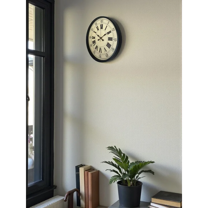 Mey İthalat® 36 Cm Siyah Retro Tasarım Duvar Saati