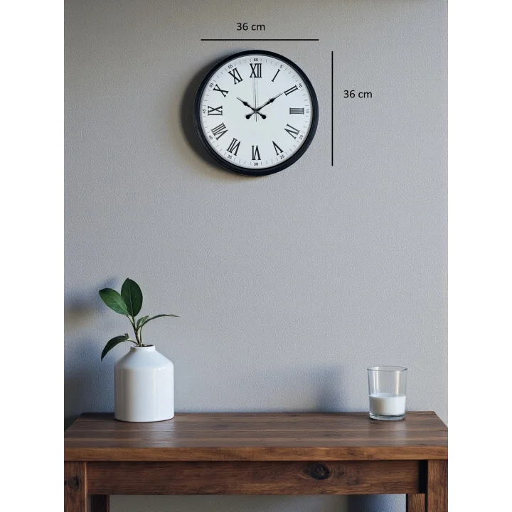 Mey İthalat® 36 Cm Siyah Roma Rakamlı Duvar Saati